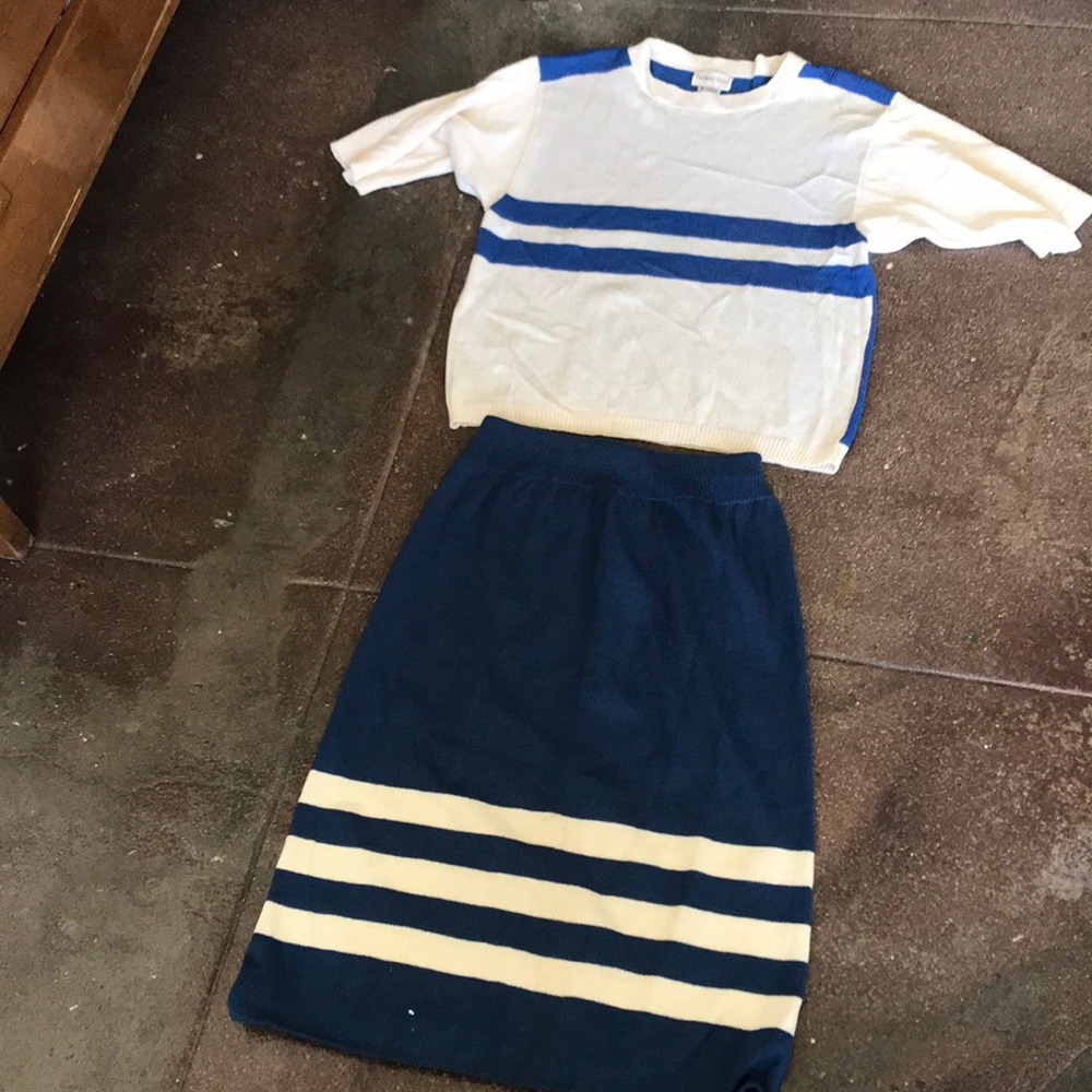 80s Vintage blue and white set size M